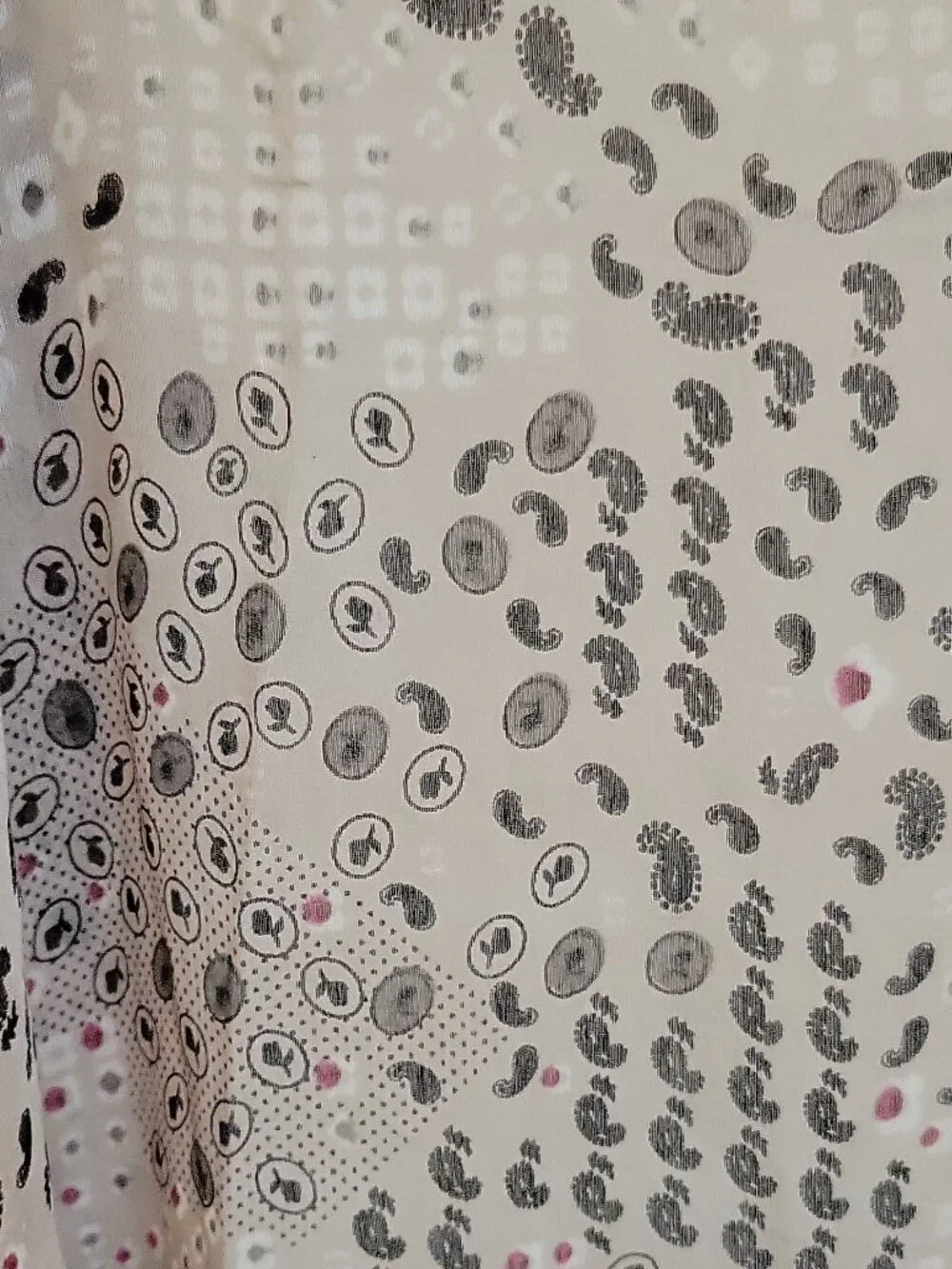 Women Chiffon Scarf Geometric Print Silk Cotton Beige Black Pink Gray Italy